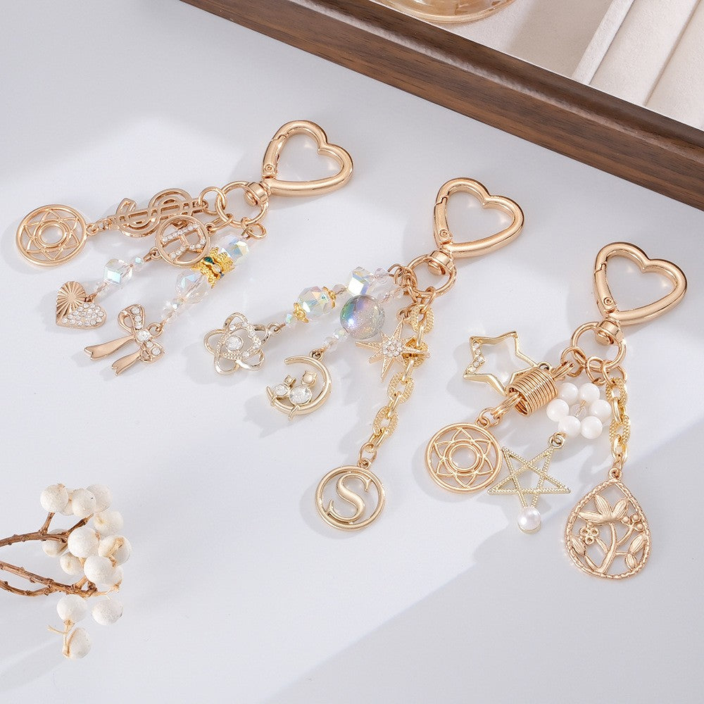 Bag Charm Women's Decorative Accessory Multifunctional Phone Lanyard Rose Gold Metal