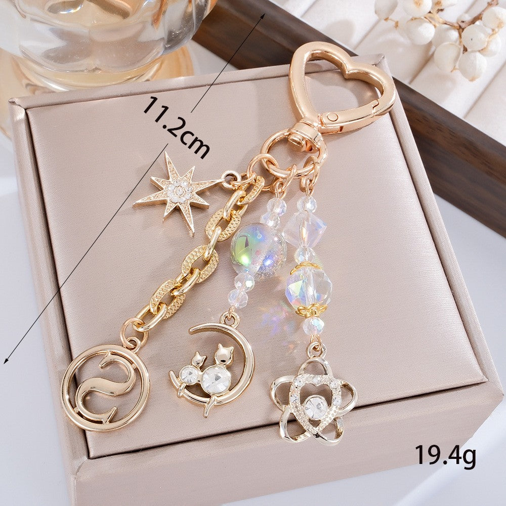Bag Charm Women's Decorative Accessory Multifunctional Phone Lanyard Rose Gold Metal